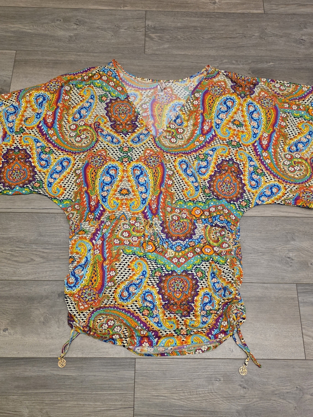 Luli Fama Multicolor Paisley Swim Coverup — Orange, Blue, Green, Pink